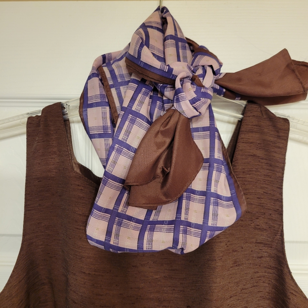 Vintage Robinson Golluber Scarf ~ Oblong Purple & Brown ~ Unique & Pretty!